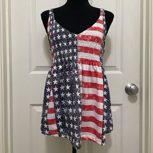 Stars & Stripes Tank Top America Red White & Blue Fit & Flare Medium - X-Large